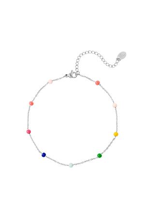 Bracelets de cheville perles colorées Argenté Acier inoxydable h5 
